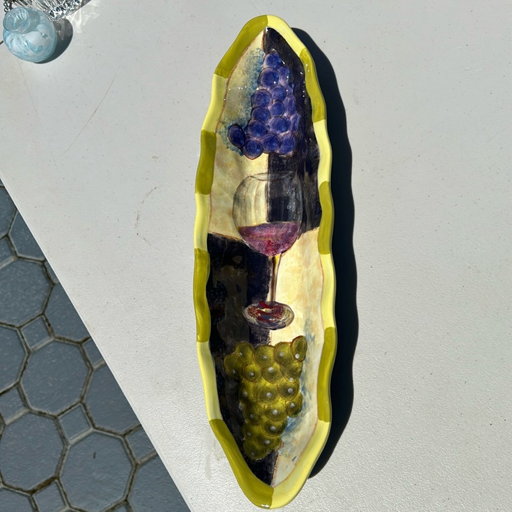 Olive dish / appetizer dish wine and grapes design.  Geoffrey Allen